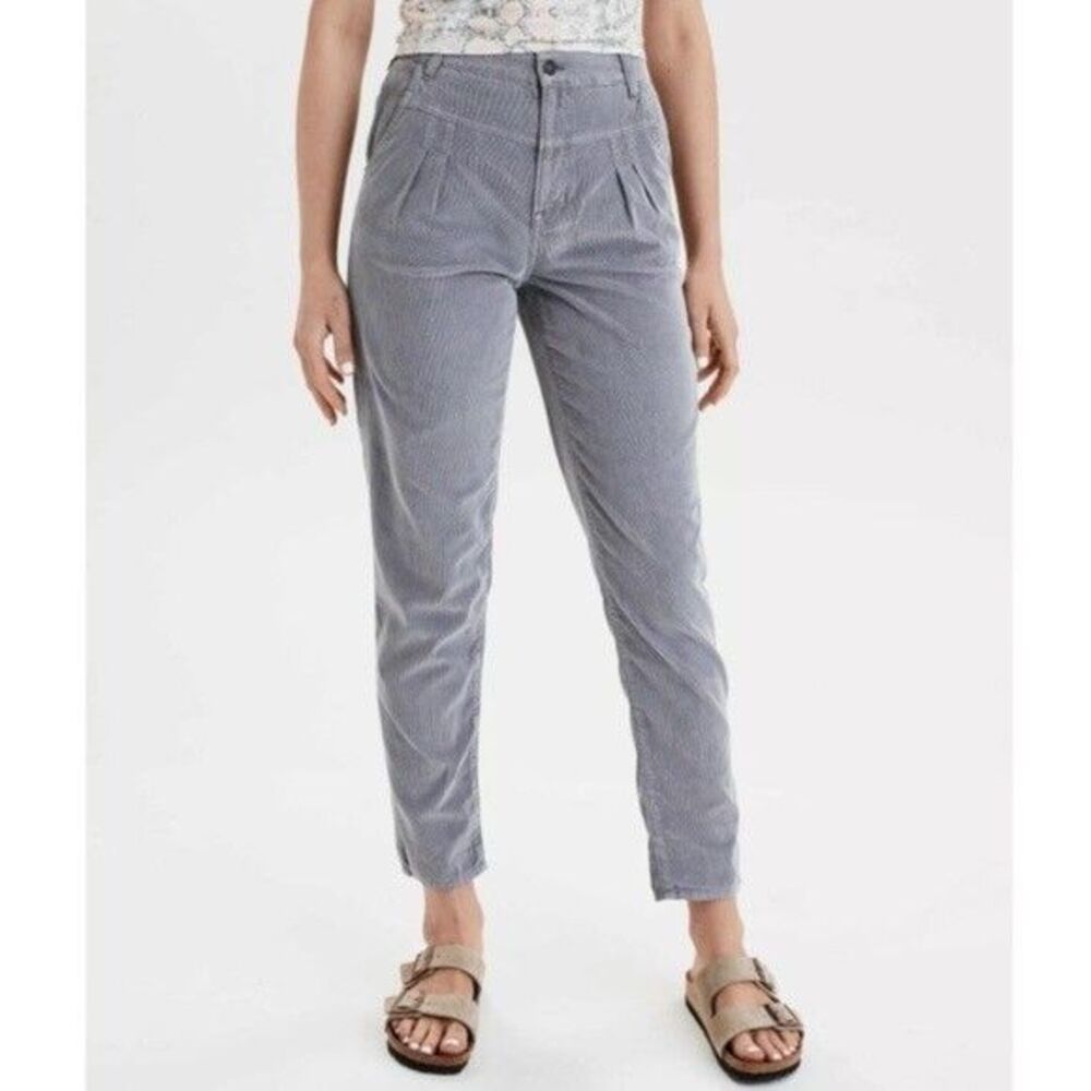American Eagle womens Grey Corduroy Mom Jeans Pants Plus Size 24 x 29" inseam